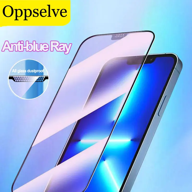 

Закаленное стекло с защитой от синего излучения для iPhone 14, 13, 12, 11 Pro, XS Max, Пылезащитная пленка для iPhone 6, 6S, 7, 8 Plus, X, XR, SE, защита экрана