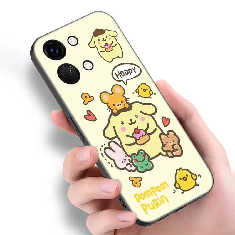 Милый черный силиконовый фотоэлемент Sanrio pompurin для OnePlus 9 10 11 12 ACE 2V Pro 9RT 10T 10R Nord CE 2 3