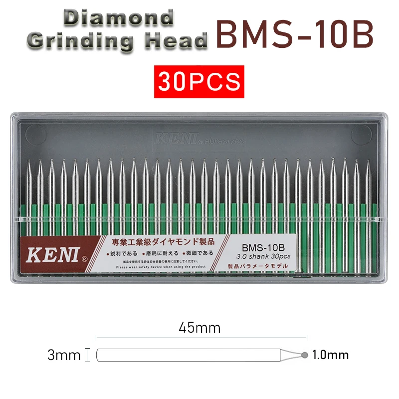 

30 шт. алмазная шлифовальная головка с хвостовиком 3 мм, полированная игла для резьбы по нефритовому камню, аксессуары для электроинструментов Dremel, шлифовальный стержень для напильника