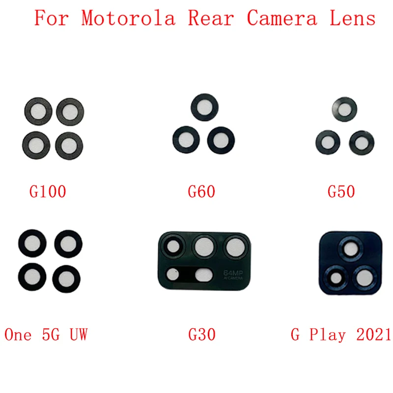 

2 Set Rear Back Camera Lens Glass For Motorola Moto G100 G60 G50 G30 One 5G UW G Play 2021 Camera Glass Lens Repair Parts