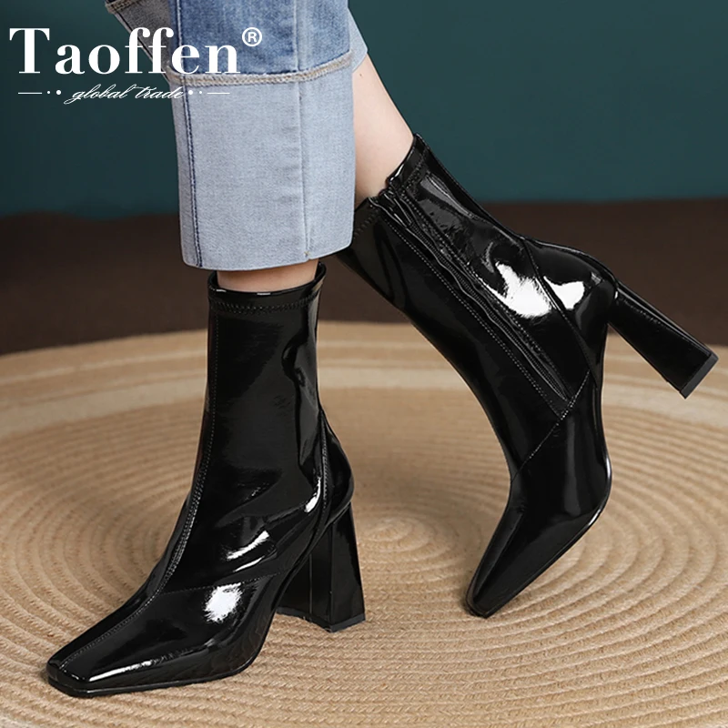 

Taoffen Size 33-40 New Ins Women Ankle Boots High Heesl Winter Female Shoes Fashion Casual Women'S Short Boot Footwear