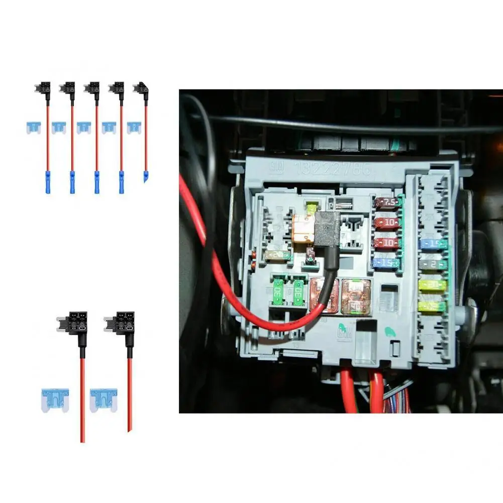 

5Pcs/Set Fuse Holder Safe Copper Wire Easy Installation Dual Slot Blade Fuse Holder Fuse Adapter for Car GPS