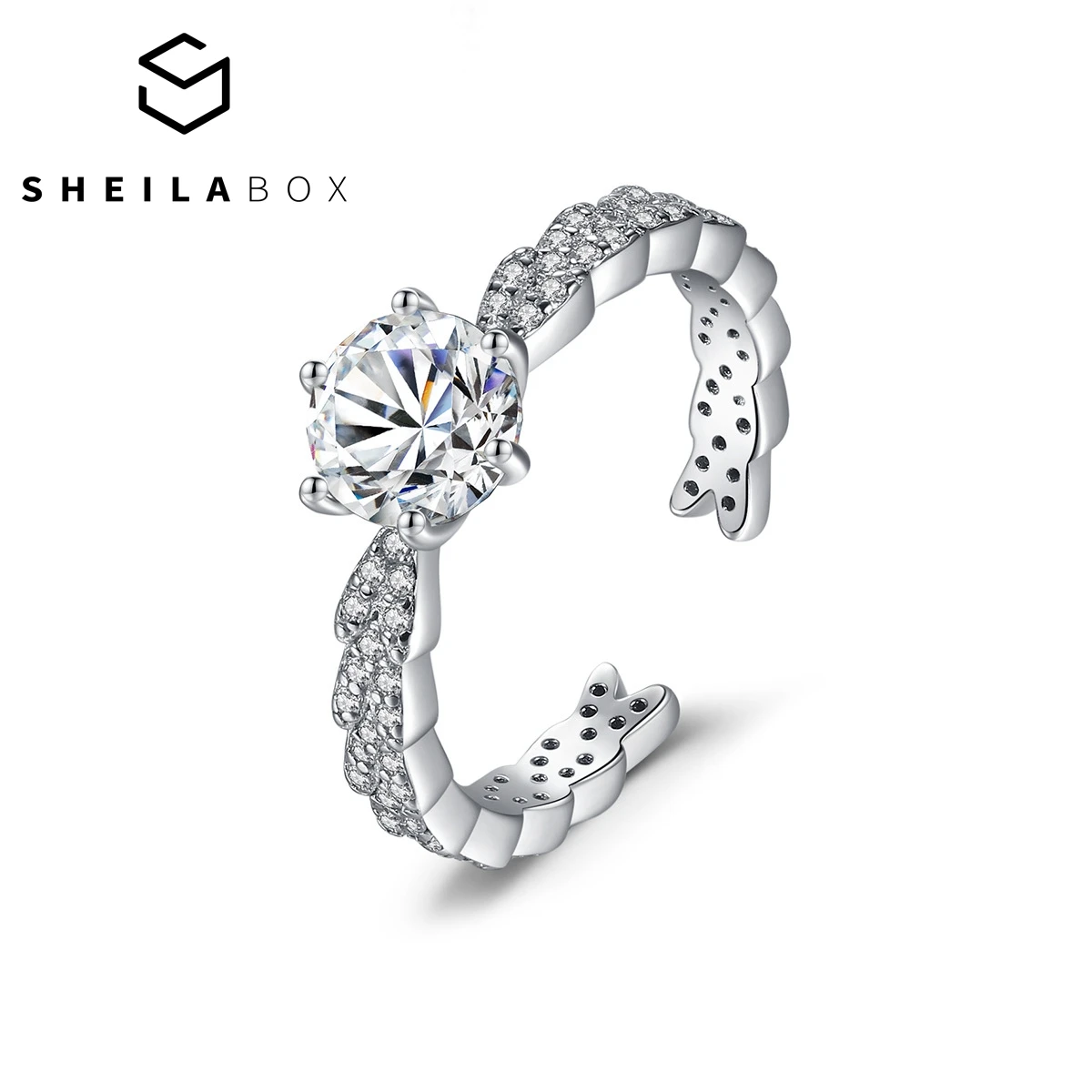 

Sheilabox Moissanite Diamond Ring for Women 925 Sterling Silver Ring Light Luxury Flower Open Ring Elegant Romantic Promise Gift