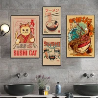 japanese food funny ramen noodles classic vintage posters kraft paper sticker home bar cafe vintage decorative painting