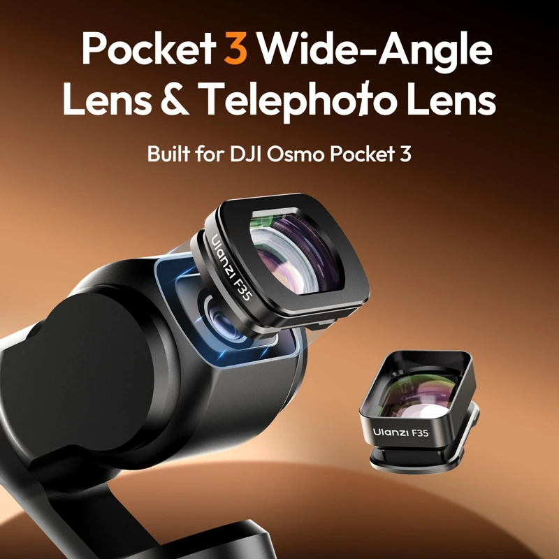 Ulanzi F35 Pocket 3 Wide-Angle Lens &amp Telephoto for DJI Osmo Magnetic Photograph Attachment Quick Installation
