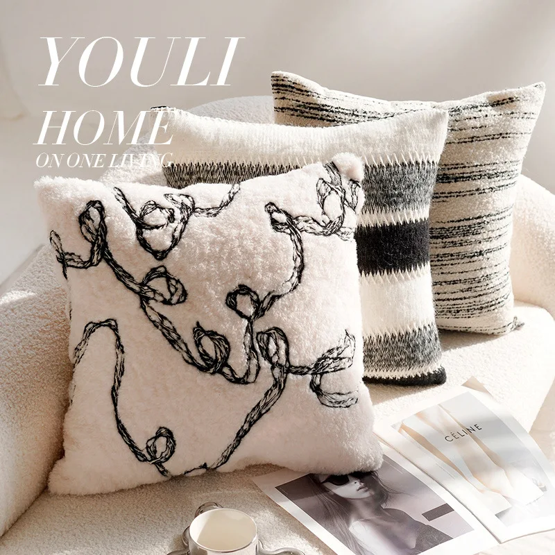 Наволочка с вышивкой в виде бамбуковых листьев 30 х50/45 х45 см