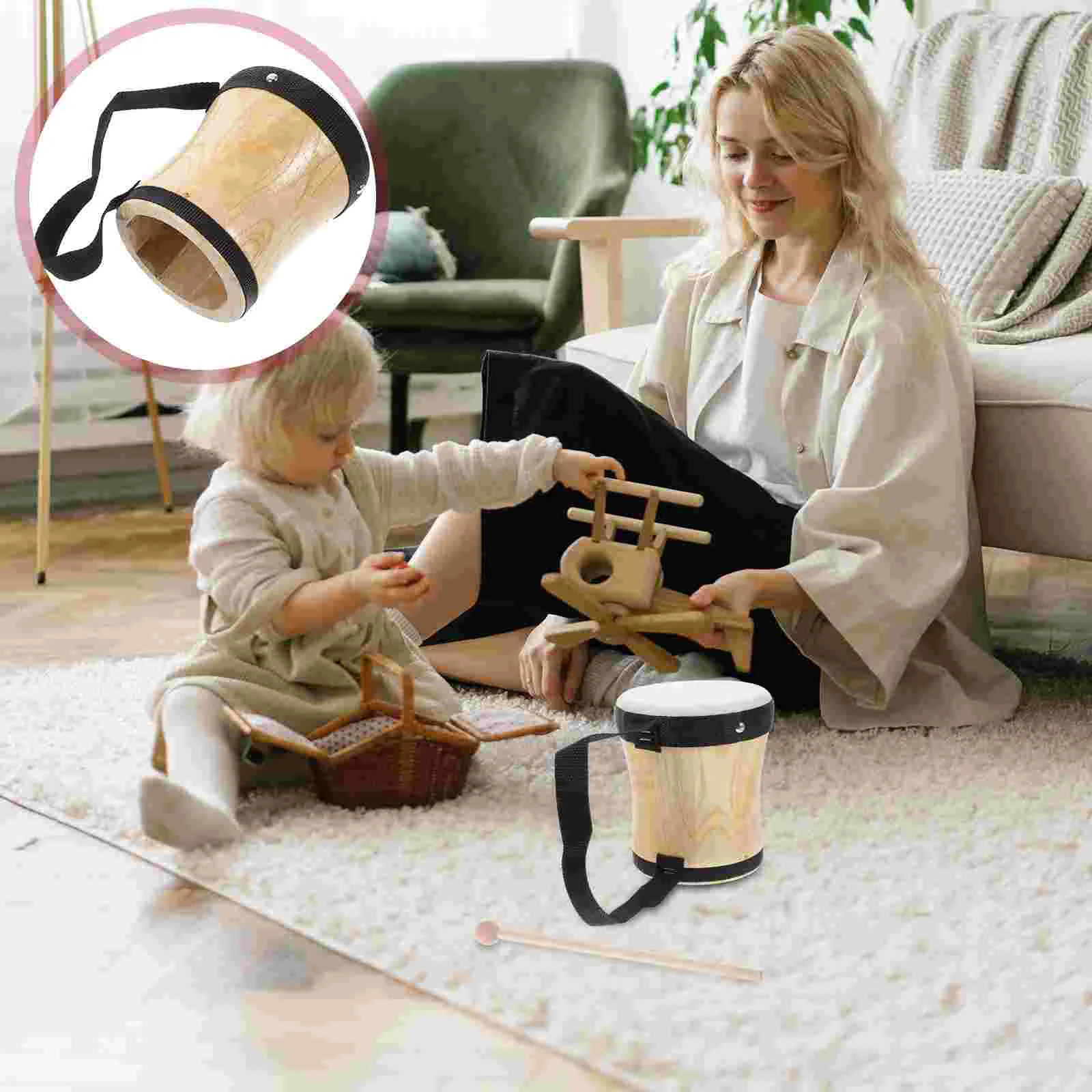 

Drum Percussion Toy Drums Musical Instrumentkids Wooden Bongos Children Woodeducation Toys Toddler Instruments Bassclub Rhythm