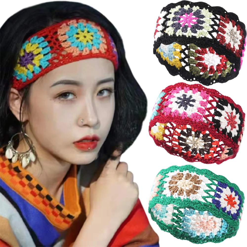

Женские повязки для волос Boho, повязка с принтом, модные вязанные повязки-тюрбан, банданы, аксессуары для волос, головные уборы (случайный узо...