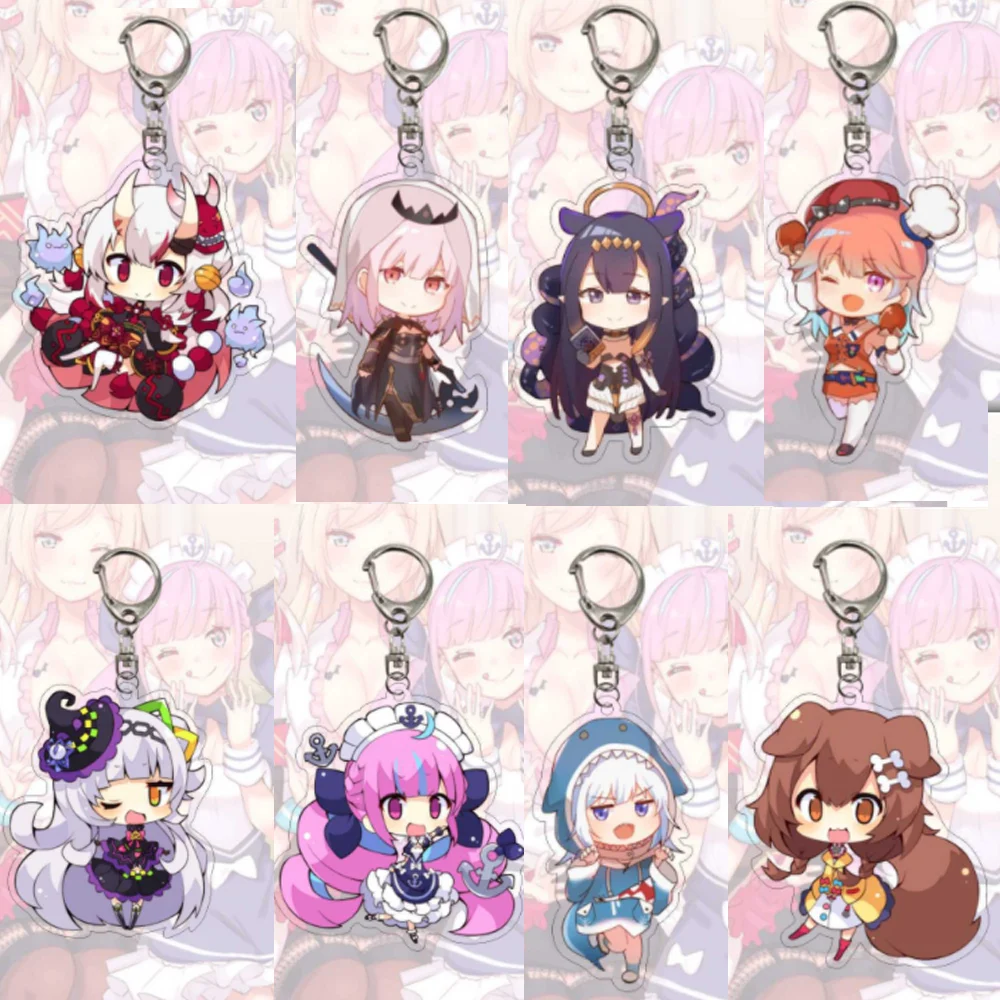 Anime Hololive Vtuber Cosplay Keychain Gawr Gura Watson Amelia Murasaki Shion Ookami Mio Acrylic Key Chain Pendant Fans Gifts