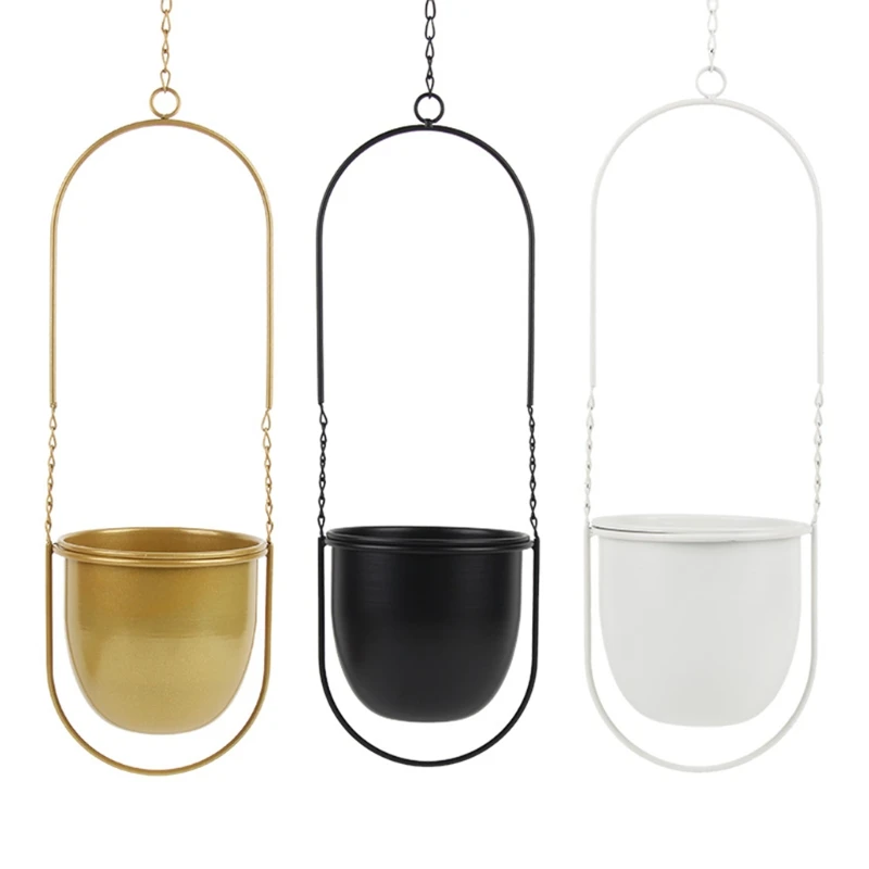 

Nordic Style Metal Hanging Planter Flower Pot Modern Wall Ceiling Green Plants Hanger Holder Container Home Office Decor