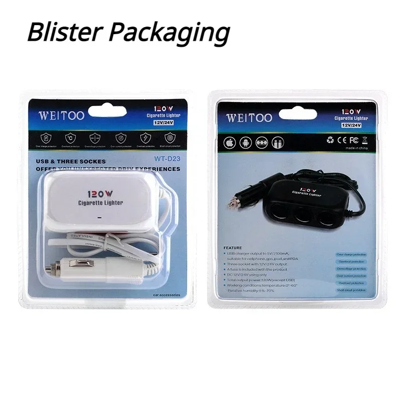 Автомобильный разветвитель прикуривателя с 3 розетками двойной USB светодиодный