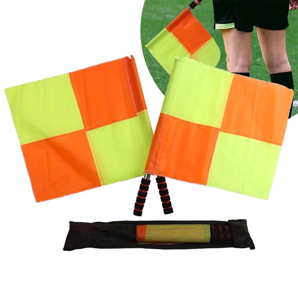 Soccer Referee Flag Football Game High-visibility Referee Equipmen Sports Stainless Steel Tube Tarpaulin ABS Foam Linesman