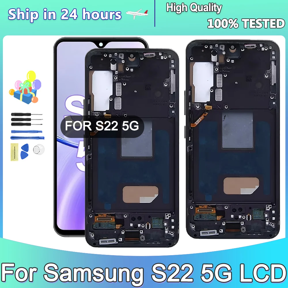 Протестировано для Samsung S22 5G ЖК-дисплей с цифровым преобразователем сенсорного