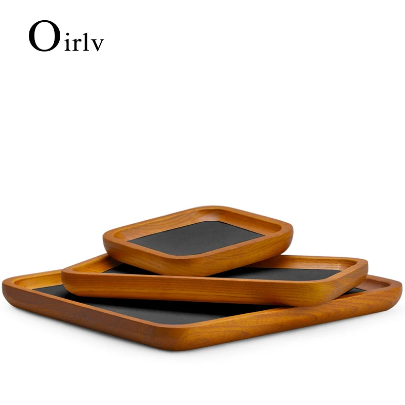 

Oirlv Jewelry Tray Solid Wood Bracelet Ring Display Tray Grey Jewelry Organizer Holder Necklace Case Display Stand Jewelry Plate