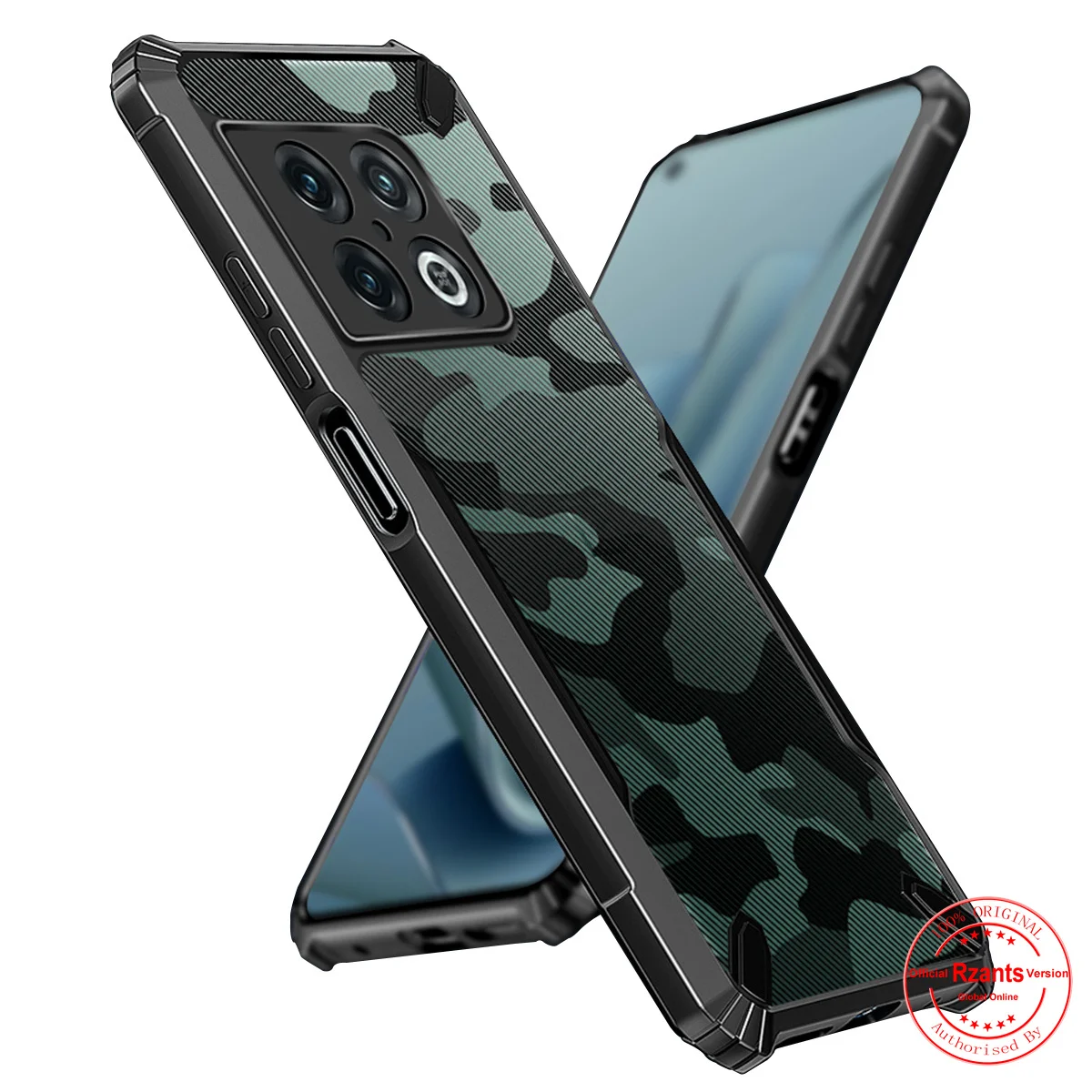 

Rzants For OnePlus 10 Pro 10T Half Clear Case [Camouflage Military Bull] Thin Strong Protection Phone Casing