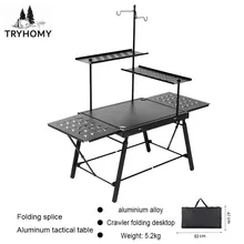 Tryhomy 접이식 IGT 테이블, 야외 알루미늄 합금, 경량 휴대용 전술 테이블, 캠핑 IGT 화로 버너 테이블, 2 유닛, 신제품