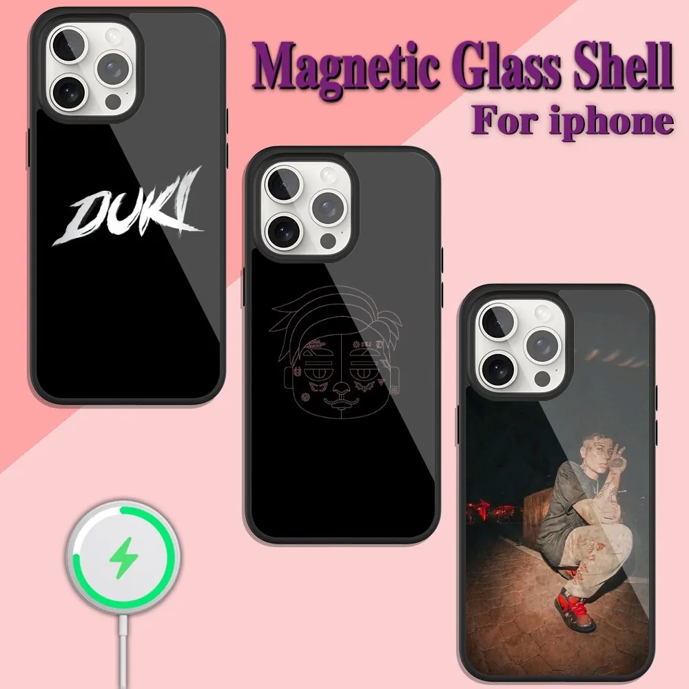 Чехол для телефона Duki Rapper зарядки iPhone 13 14 15 11 12 Pro Max Plus стеклянный Магнитный чехол