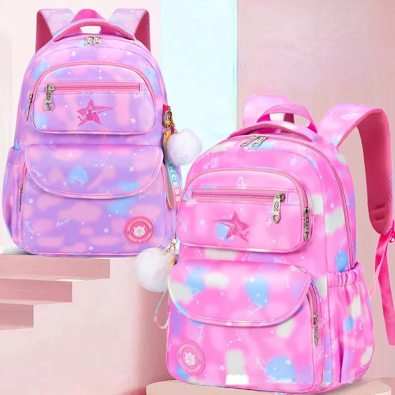 Starry Sky Primary Girls Princess Sweet Comfortable Backpacks New Grade 1-6 Children Students Large Capacity Fashion School Bags