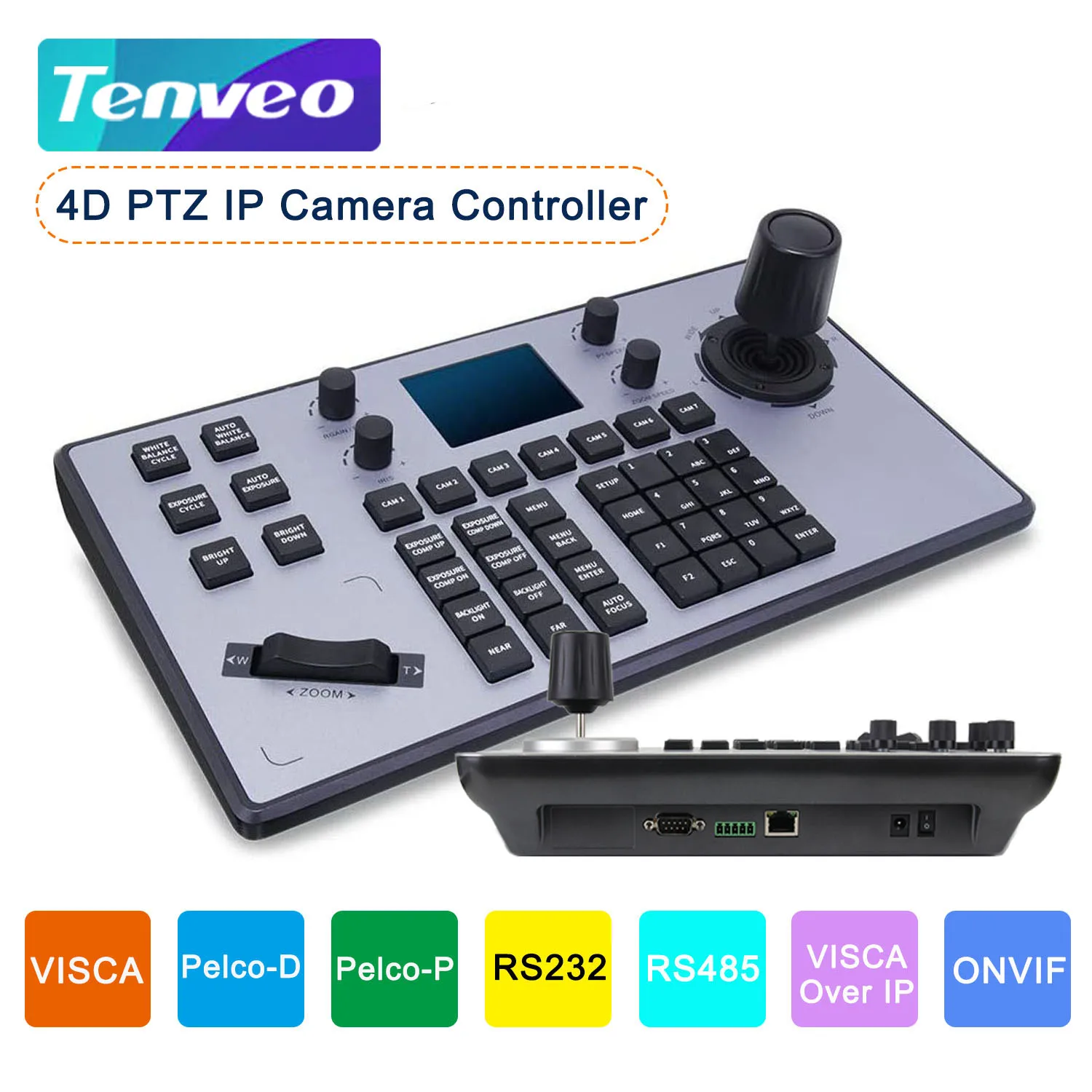 

Контроллер 4D PTZ для IP-камеры, джойстик с Visca Pelco d/p, интерфейс RS232 RS422 RJ45, ЖК-экран для гостиной