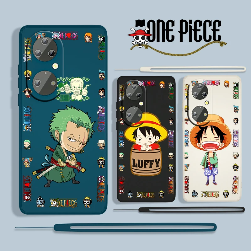 

Anime ONE PIECE Boy For Huawei P50 P40 P30 P20 P Smart Z Pro Plus Lite 2019 2021 Silicone Liquid Rope Silicone Phone Case Cover