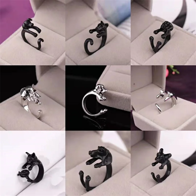 

Antique Silver Color dog Open Ring For Women Creative Cute Little Animal Adjustable Rings Charming Party Fashion Jewelry
