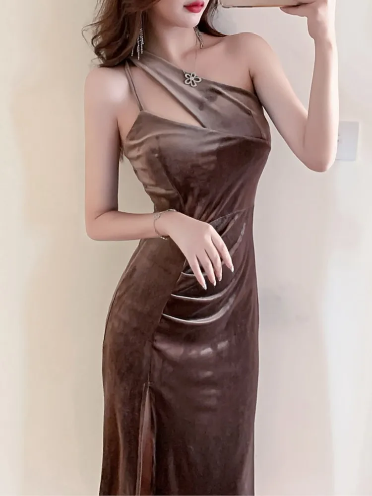 Элегантное облегающее платье средней длины без рукавов женское винтажное черное