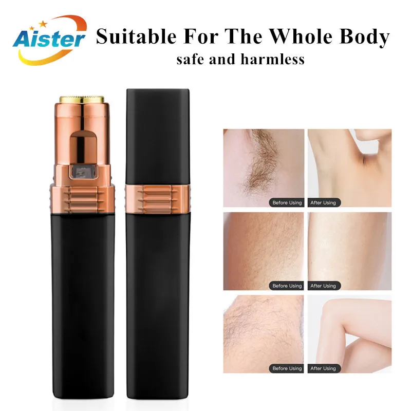 

Mini USB Rechargeable Portable Painless Lipstick Facial Hair Remover Women Razor Lady Shaver Epilator Trimmer with LED Lights
