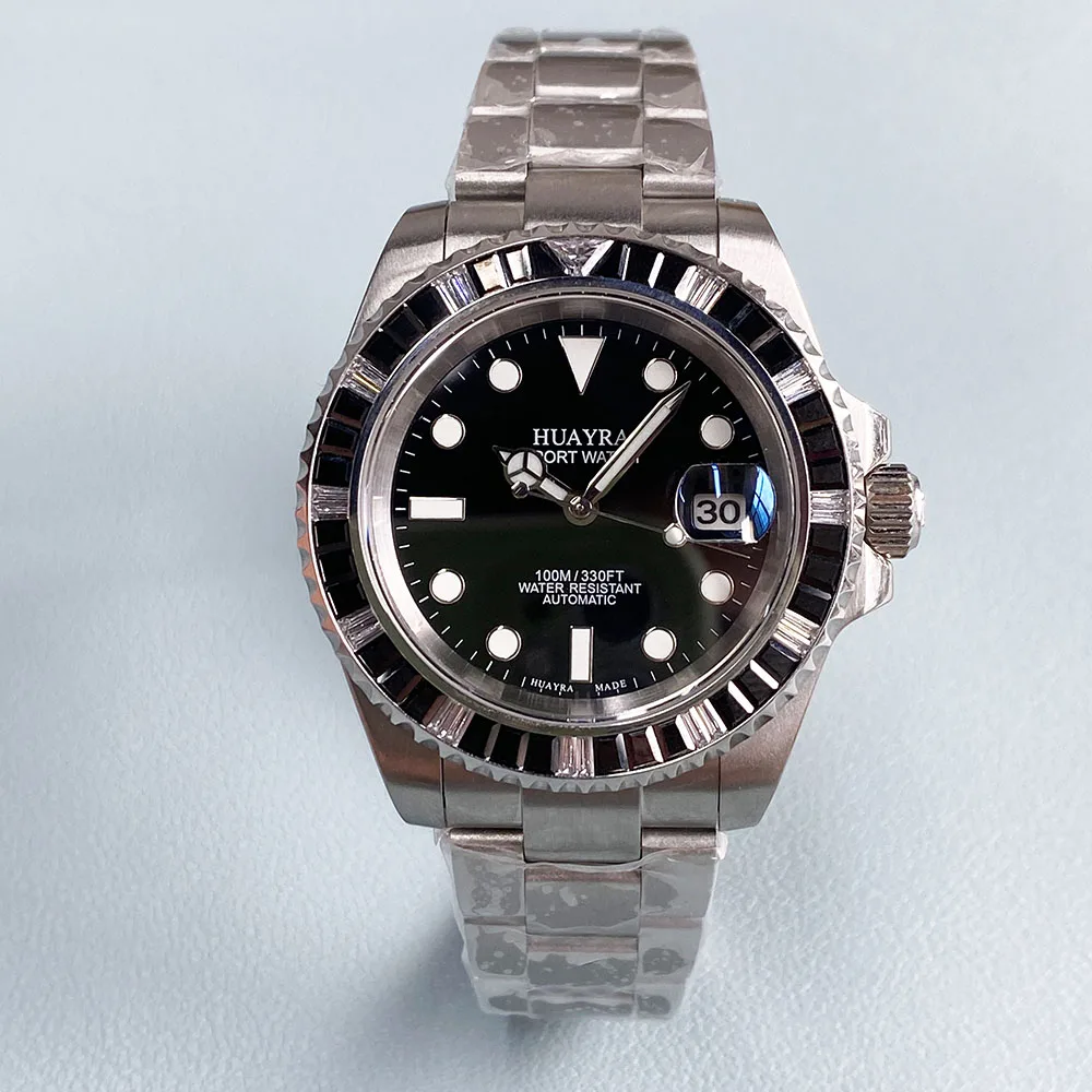 Мужские автоматические часы сапфировое стекло комплект 40 мм с бриллиантами