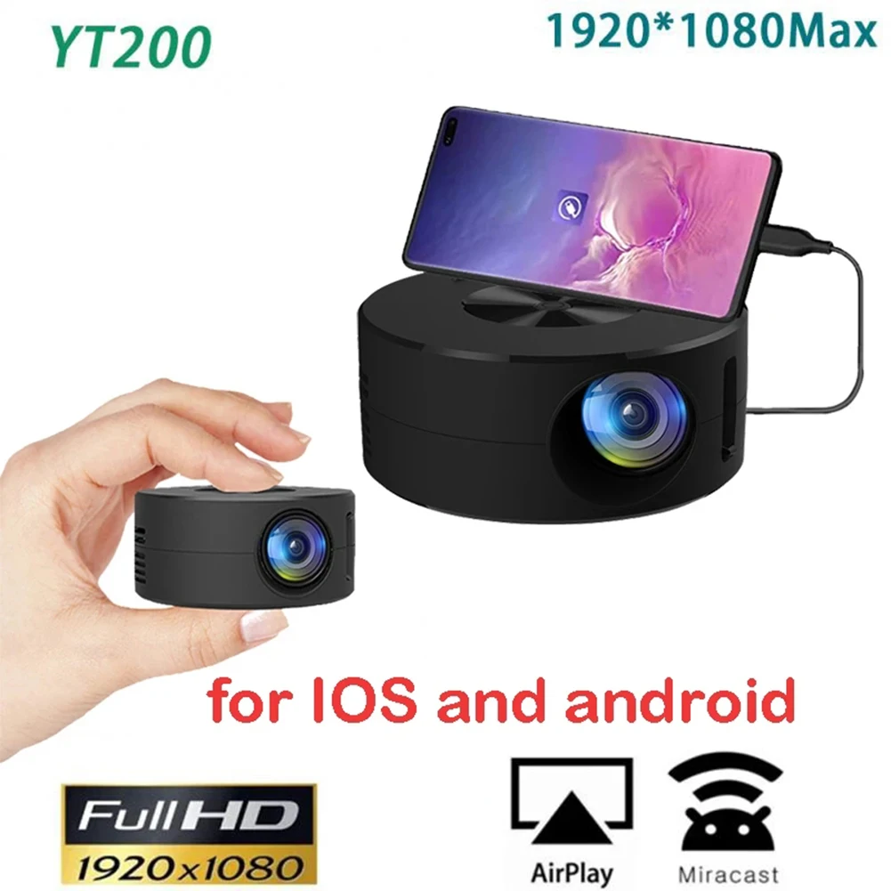 

YT200 LED Mobile Video Mini Projector Home Theater Media Player Kids Gift Cinema Wired Same Screen Projector For Iphone Android
