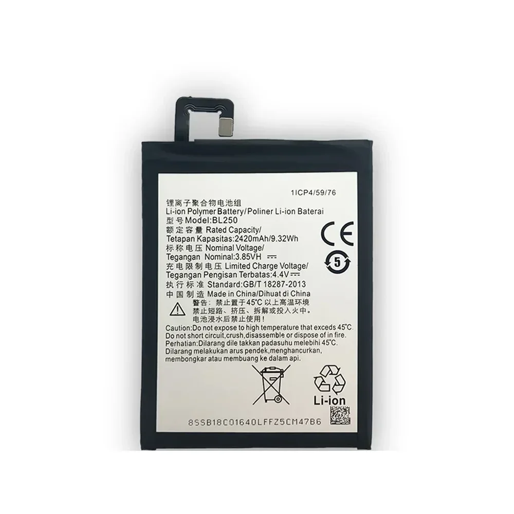 Аккумулятор BL250 2420 мАч для Lenovo VIBE S1 S1c50 S1a40 S1Lite S1La40 перезаряжаемые аккумуляторы