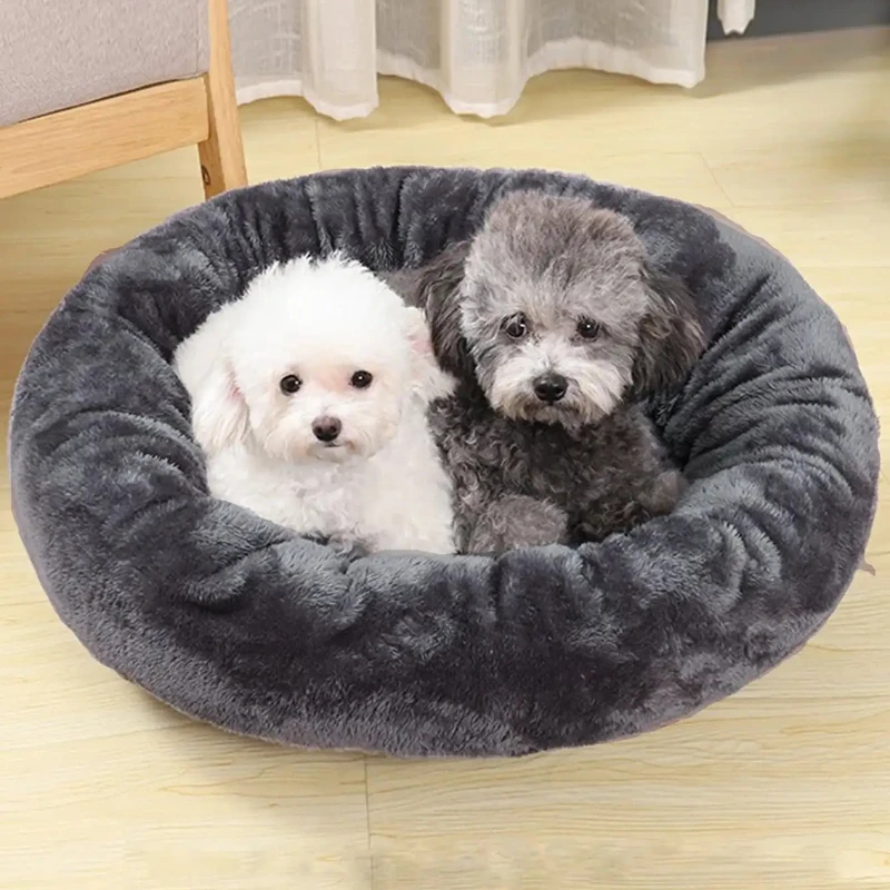 

New Donut Pet Dog Bed Comfortable Round Dog Kennel Ultra Soft Washable Dog and Cat Cushion Bed Winter Warm Doghouse Dropshipping