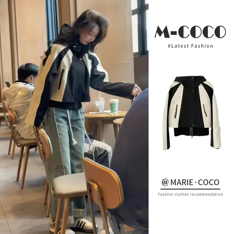 

Женская блузка в стиле ретро, Повседневная Блузка контрастных цветов с прострочкой, модель y2k на осень