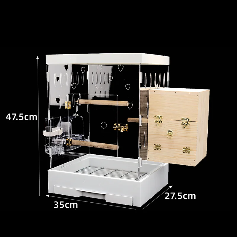 

Miniature Acrylic Cage Little House Travel Parakeet Portable Outdoor Large Cage Feeder Hut Swing Gaiola Garden Accessories