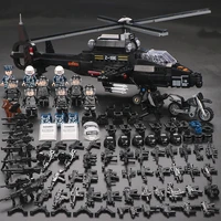 ww2 special forces police swat city military weapons helicopter aircraft carrier tank figures building block toys christmas gift