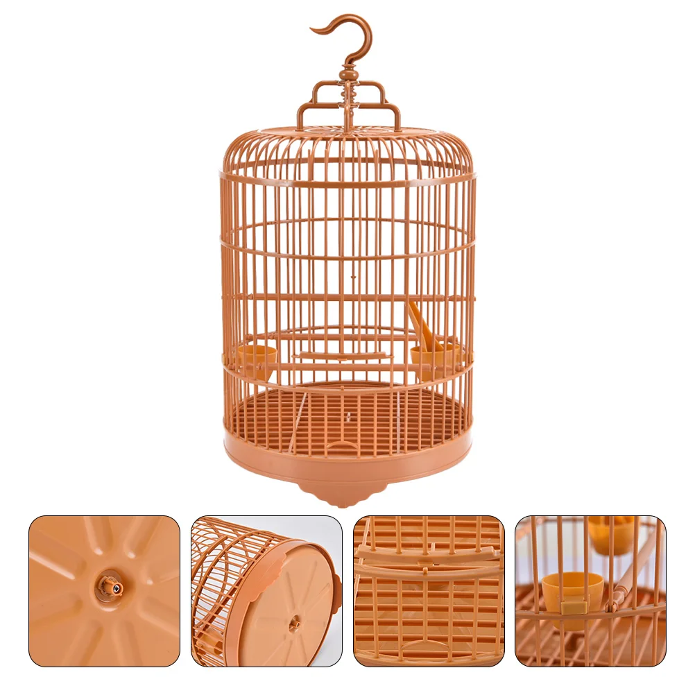 

1 Set Plastic Bird Cage Parakeet Cockatiel Lovebird Parrot Keeping Round Cage