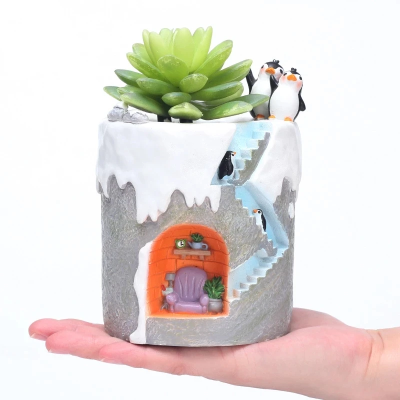 

Креативный цветочный горшок из смолы с животными, мультяшный Пингвин, суккуленты, Цветочная фотография, горшок с зелеными растениями, домаш...