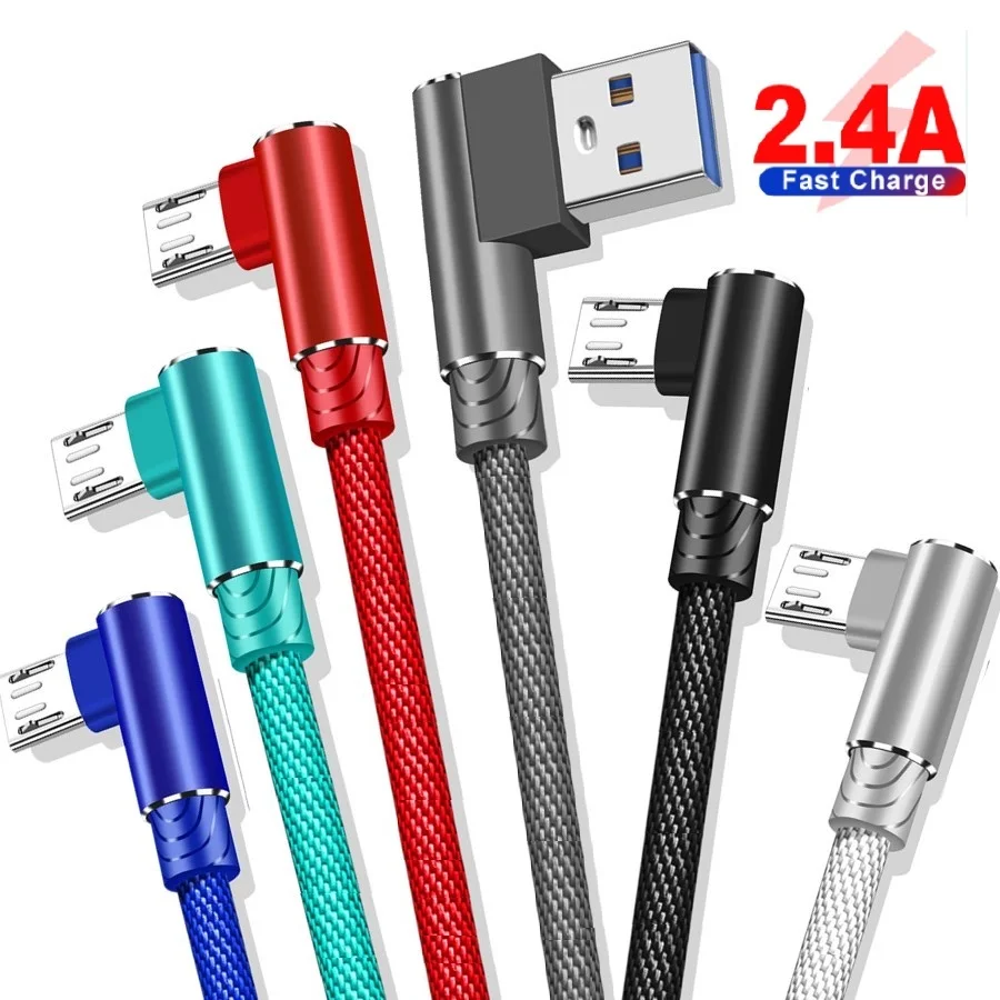 

Micro USB Cable 90 Degree Elbow USB Cable 1m 2m 3m For Samsung S7 Xiaomi Android Smartphone Phone Usb C Cable 2.4A Fast Charging