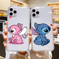 stitch cartoon love disney phone case for apple iphone 14 13 12 11 se xs xr x 7 8 6 5 mini plus pro max 2020 transparent cover