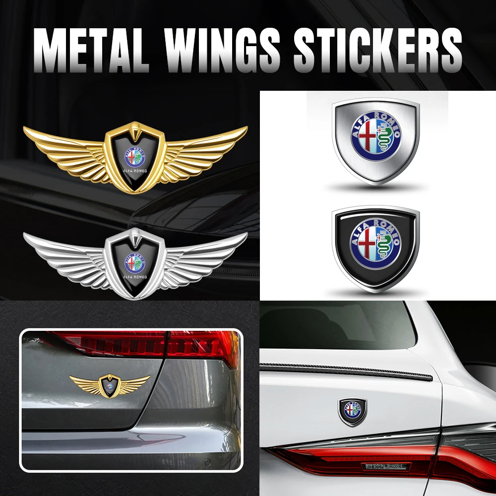 

1pcs Metal Car Body Emblem Grill Shield Wings Rear Trunk Side Fender Sticker For Alfa Romeo Giulia Giulietta 159 156 MITO