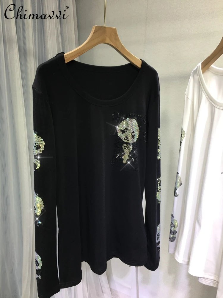 

Европейская популярная нижняя рубашка, Женская Роскошная Милая верхняя одежда, футболка с длинным рукавом, уличная одежда, базовые женские футболки с узором