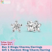 smuxin 925 sterling silver earrings sparkling snowflake stud earrings cz statement stud earrings women earrings gift