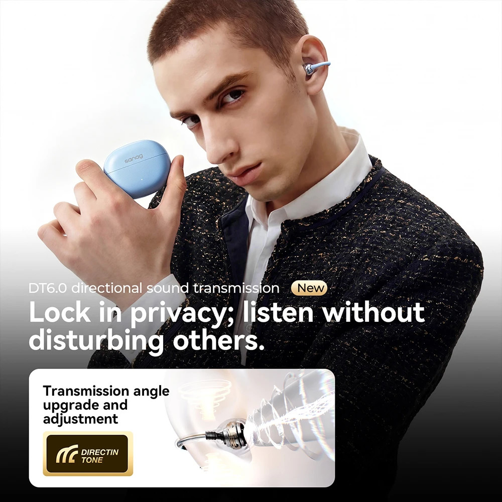 Фото Наушники Sanag Z70S с открытым дизайном, Bluetooth, стереозвук, беспроводные, с креплением на ухо, OWS, HD-звонки, спортивные наушники для бега. №5