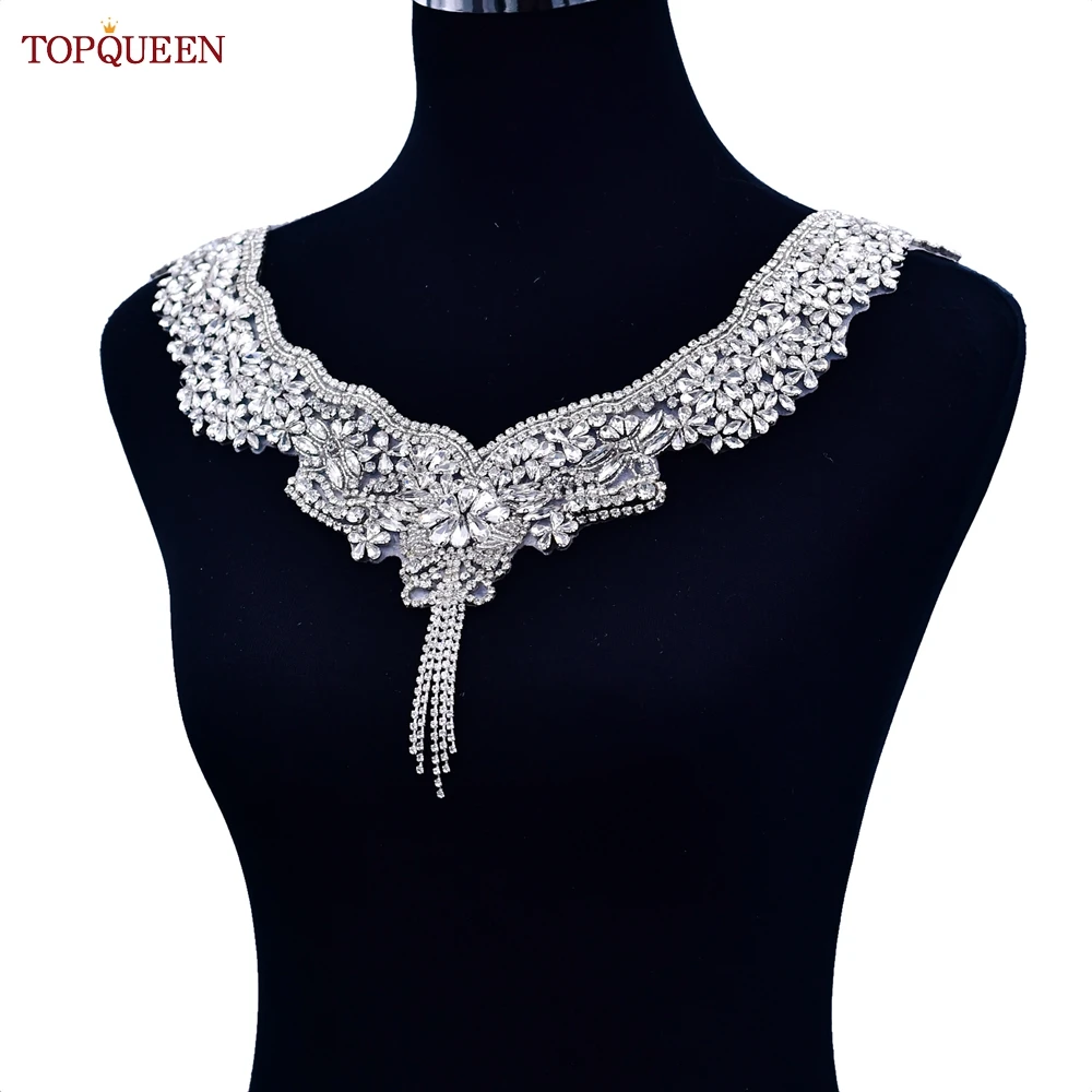

TOPQUEEN Handmade Diamond Bridal Necklace Wedding Shoulder Chain Tassel Rhinestone Shawl Dress Decoration Accessories SG38