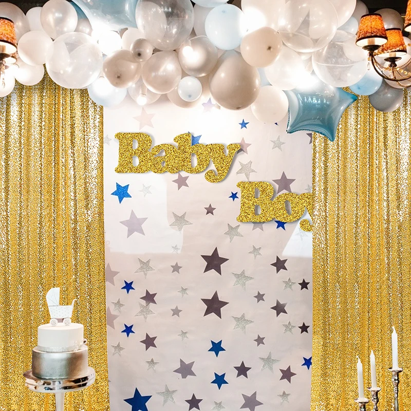

Gold Sequin Fabric Background Photo Booth Backdrop Wedding Curtain For Christmas Party Decor Sequin Curtains Drape Panels
