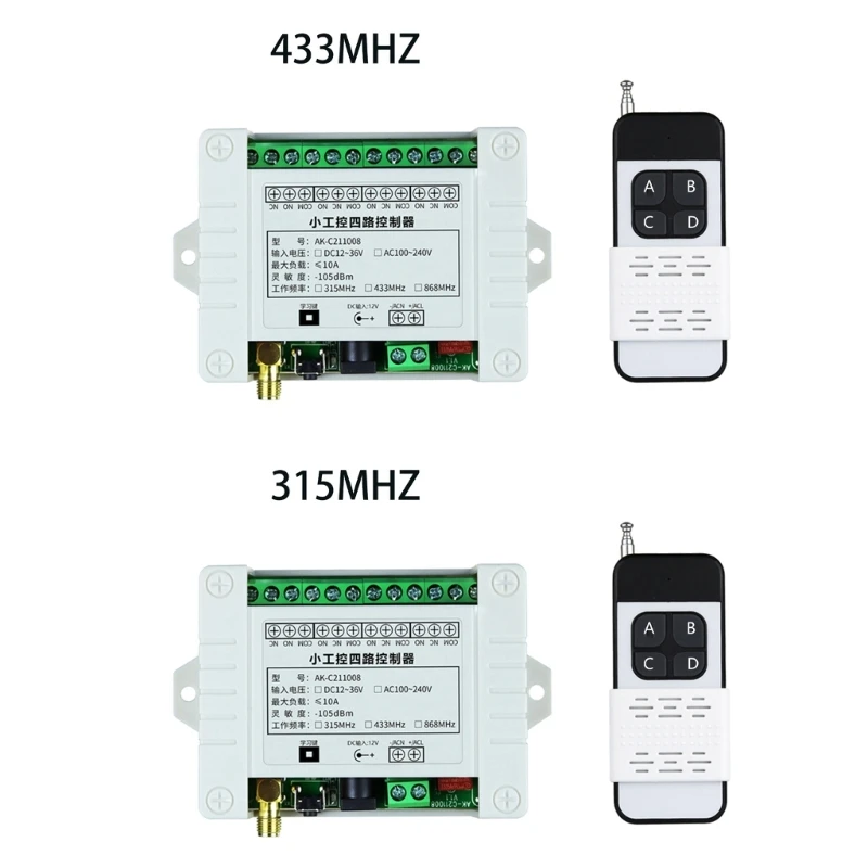 

315/433Mhz Wireless Remote Control for Dc 12V 4CH Relay Receiver Transmitter