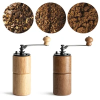 handmade espresso spice cast iron coffee bean mill adjustable setting rubber wood manual coffee grinder