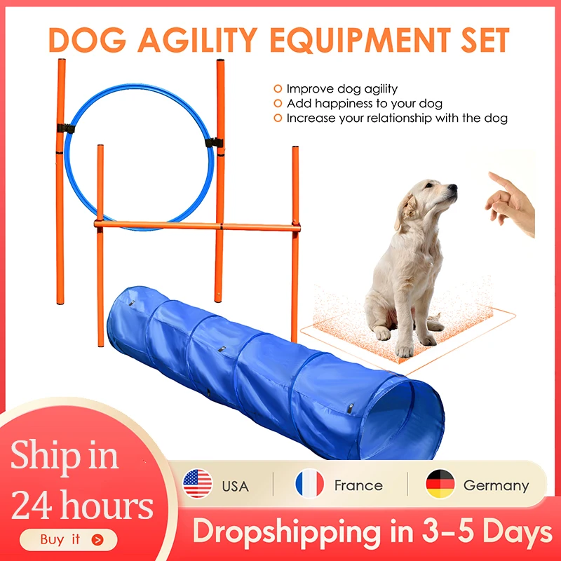 

EU Stock Dog Agility Training Equipment Outdoor Portable Dog Obstacle Training Set Dogs Jumping Running Stake Sports Add Fun
