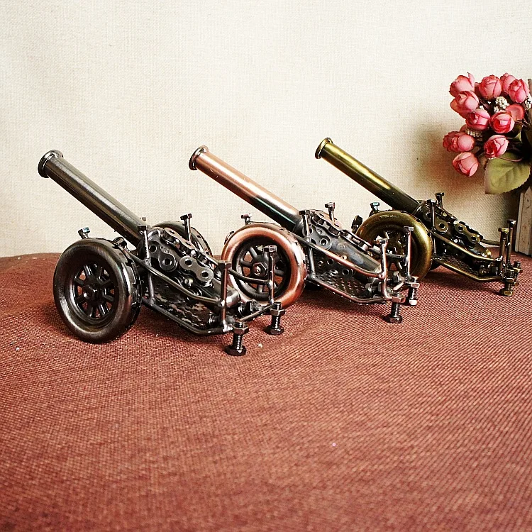 

Antique weapon Qing Dynasty door-shaped mortar cannon pure hand retro iron small steel cannon model home accessories decor