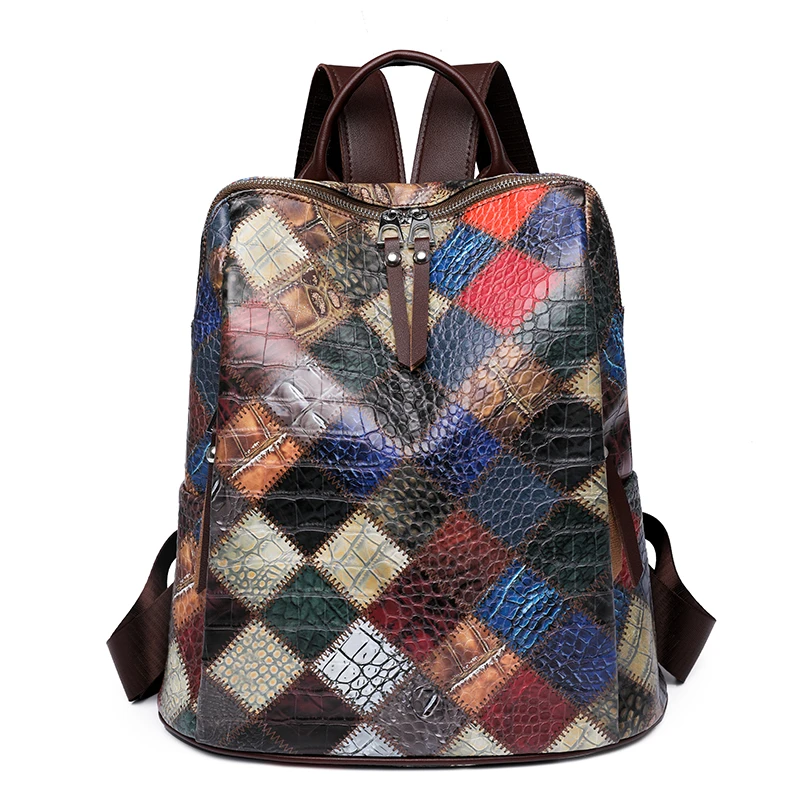 

Crocodile Leather Backpack Luxury Designer School Bag for Teenager Girl High Quality Female Rucksack New Large Capacity Mochilas