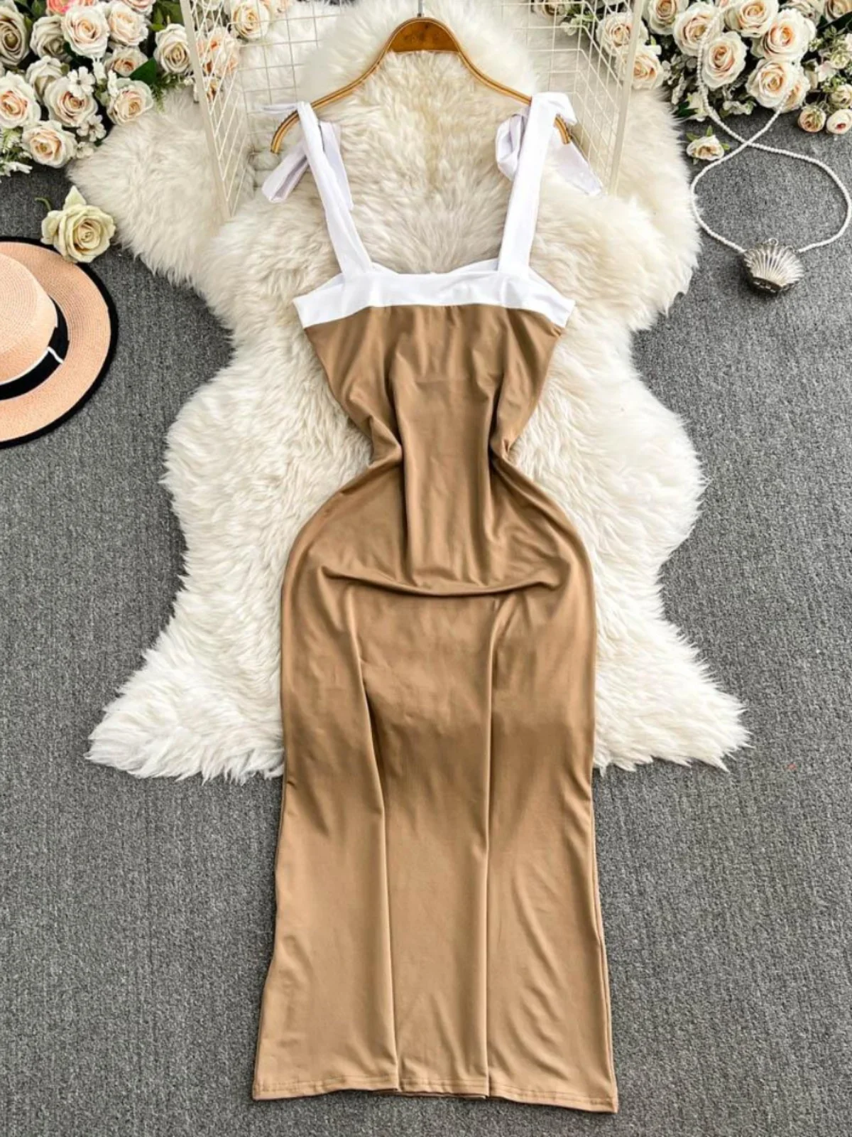 Foamlina сексуальное облегающее платье на подтяжках с бантом женское Offcie